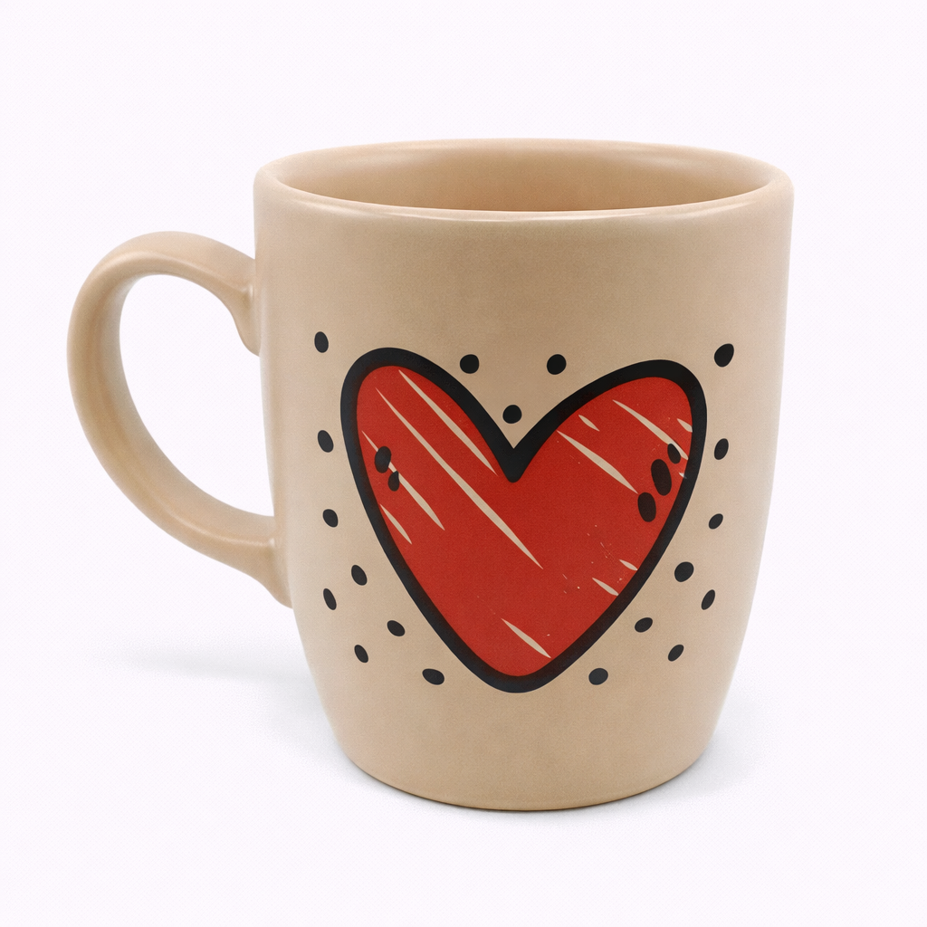 Kalp Benekli Oval Kupa